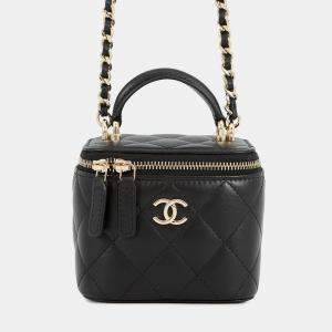 Pre Owned حقيبة شانيل ماتيلسي سوداء جلد الحمل حجم صغير