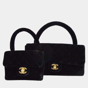 مملوكة مسبقًا Chanel Classic Single Flap Black Velvet Top Handle Bag