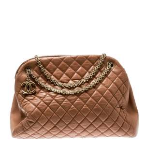 Pre Owned Chanel Brown Quilted Leather Large Just Mademoiselle Bowler Bag