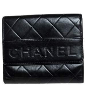 Chanel Black Quilted Leather Compact Wallet