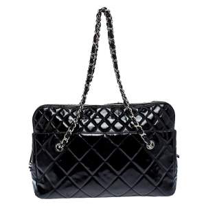 Pre Owned حقيبة شانيل كاميرا إن ذا بزنس جلد أسود لامع