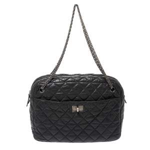 Pre Owned Chanel Grey Quilted Leather Large Reissue Camera Bag