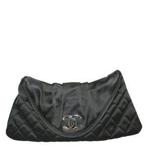 مملوكة مسبقًا Chanel Black Satin Half Moon Clutch Bag