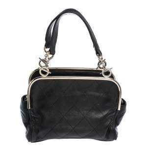 Pre Owned Chanel Black Quilted Leather Frame Bag