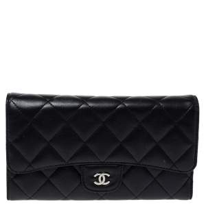Chanel Black Quilted Leather Classic Flap Wallet