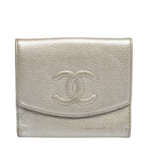 Chanel Metallic Caviar Leather CC Flap French Wallet
