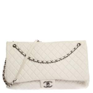 Chanel Off White Leather Large XXL Bag