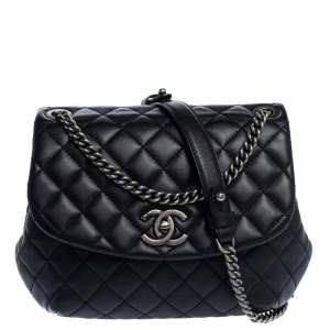 Pre Owned Chanel Black Quilted Leather Daily Supple Flap Bag 