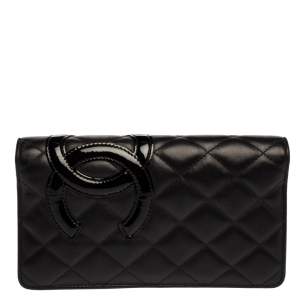 Chanel Black Leather Cambon Ligne Bifold Wallet