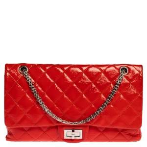 مملوكة مسبقًا حقيبة شانيل ريشيو 2.55 كلاسيك 277 جلد برتقالي مبطن لامع بقلاب