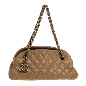 Pre Owned Chanel Golden Brown Quilted Leather Small Just Mademoiselle Bowler Bag