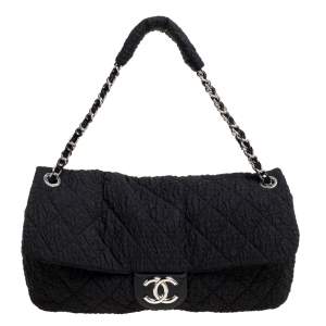 مملوكة مسبقًا Chanel Black Crinkled Nylon CC Flap Chain Bag