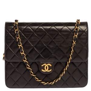 Pre Owned Chanel Black Quilted Leather Vintage CC Flap Bag