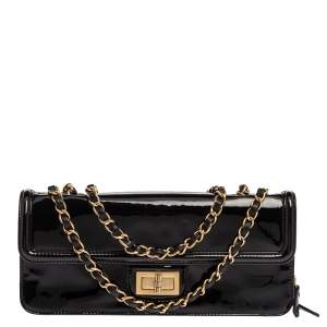 Pre Owned Chanel Black Patent Leather Reissue Shoulder Bag