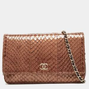 Chanel Metallic Brown Python and Leather WOC Bag