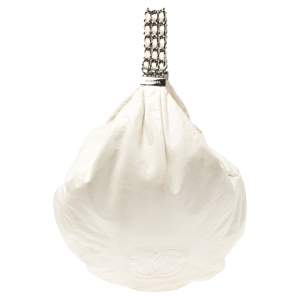 Pre Owned Chanel White Leather Rock and Chain Hobo