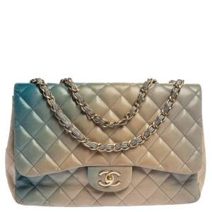 مملوكة مسبقًا Chanel Blue/Beige Ombre Quilted Leather Jumbo Classic Single Flap Bag
