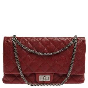 مملوكة مسبقًا Chanel Red Quilted Caviar Leather Jumbo Reissue 2.55 Classic 227 Flap Bag