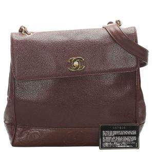Pre Owned Chanel Brown Caviar Leather Vintage Bag