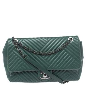 مملوكة مسبقًا Chanel Green Crossing Quilted Leather CC Flap Shoulder Bag 