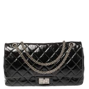 مملوكة مسبقًا Chanel Black Quilted Patent Leather Reissue 2.55 Classic 227 Flap Bag