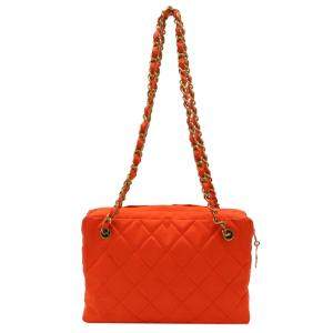 Pre Owned Chanel Orange Nylon Chain Bag