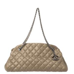مملوكة مسبقًا Chanel Metallic Beige Quilted Leather Medium Just Mademoiselle Bowler Bag