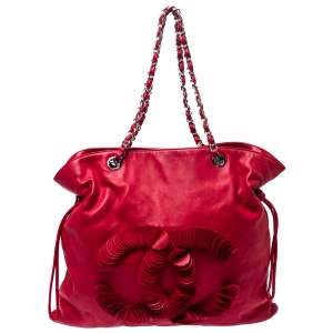 Pre Owned Chanel Dark Magenta Leather Disc Bon Bon Bag