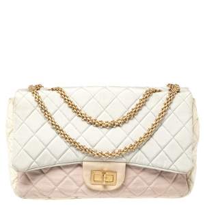 Pre Owned Chanel Multicolor Jersey Fabric Jumbo Reissue 2.55 Classic 227 Flap Bag