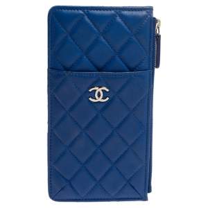 Chanel Blue Leather CC Logo Continental Wallet
