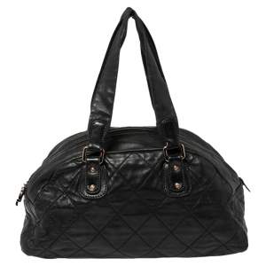 Pre Owned Chanel Black Quilted Leather Cloudy Bundle Bowler Bag