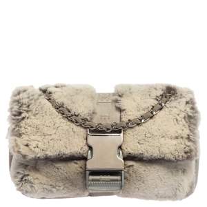 Pre Owned Chanel Grey Lapin Fur and Fabric Orylag Bag