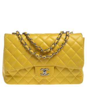 مملوكة مسبقًا Chanel Yellow Quilted Leather Jumbo Classic Single Flap Bag