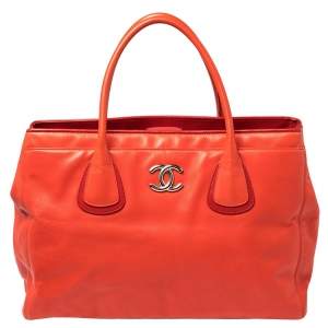 Pre Owned Chanel Red Leather Executive Cerf Shopper Tote