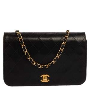 Pre Owned Chanel Black Quilted Leather Vintage CC Wallet on Chain