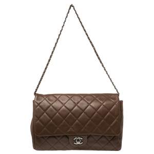 مملوكة مسبقًا Chanel Dark Brown Quilted Leather Single Flap Bag