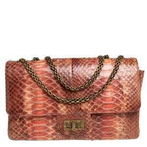 Pre Owned Chanel Ombre Red Python 2.55 Reissue Classic 226 Flap Bag