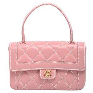 Pre Owned Chanel Pink Wild Stitch Leather Small Flap Top Handle Bag