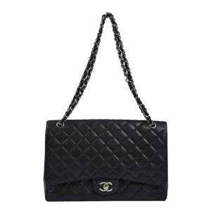 مملوكة مسبقًا Chanel Black Quilted Caviar Leather Maxi Classic Flap Bag