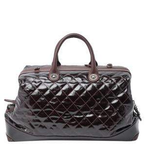 Chanel Maroon Quilted Caviar Leather Vintage Duffle Bag