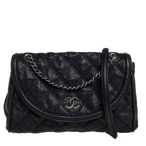 مملوكة مسبقًا Chanel Black Quilted Caviar Leather Ultimate Stitch Chain Around Flap Bag