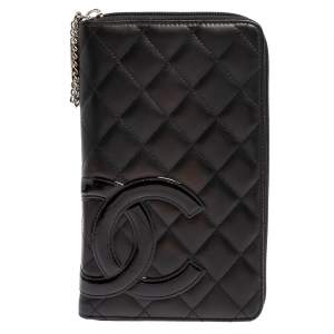 مملوكة مسبقًا Chanel Black Quilted Leather Cambon Ligne Zippy Organizer Wallet