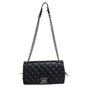 مملوكة مسبقًا Chanel Black Quilted Goatskin Leather Medium City Rock Flap Bag