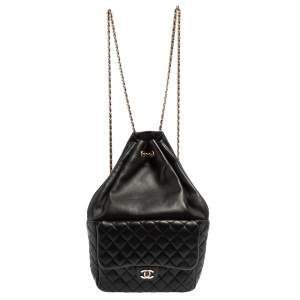 Pre Owned Chanel Black Quilted Leather Seoul Backpack