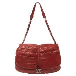 مملوكة مسبقًا Chanel Red Quilted Leather CC Flap Shoulder Bag