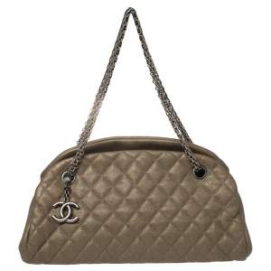 Pre Owned Chanel Metallic Beige Medium Just Mademoiselle Bowler Bag