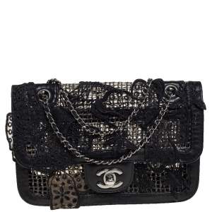 مملوكة مسبقًا Chanel Black PVC Mesh And Leather Butterfly Flap Shoulder Bag