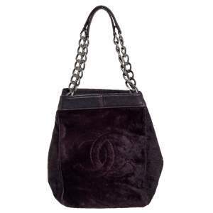 Chanel Plum Calf Hair and Leather CC Chain Tote