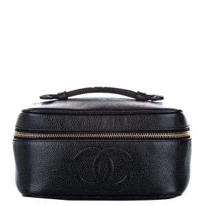 Pre Owned Chanel Black Caviar Leather Vanity Bag