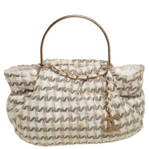 Pre Owned Chanel Multicolor Tweed CC Boucle Knitting Bag